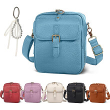 (Blue, -) Geantă crossbody femei, piele ecologică retro messenger umăr portofel încorporat, anti-furt