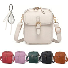 (White, -) Sac Bandoulière Femme, Rétro Simili Cuir Messager avec Portefeuille, Fentes Cartes, Antivol