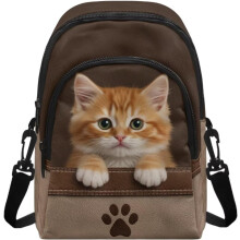 (Brown - Cat Animal Paw, -) Sac Bandoulière Femme, Sacs Portable Bandoulière Téléphone, Cadeau Maman Femme Amies