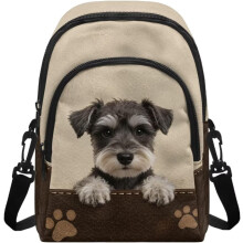 (Brown and Beige - Schnauzer Animal Paw, -) Shoulder Bag for Women Crossbody, Portable Handbags Crossbody Cell Phone Bag, Gift for Mum Wife Friends