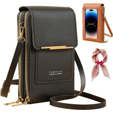 (Black, -) Petit Sac Bandoulière Tactile 2026 Femme, Antivol Cuir RFID Mobile Portefeuille