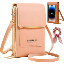 (Light Pink, -) Petit Sac Bandoulière Tactile 2026 Femme, Antivol Cuir RFID Mobile Portefeuille
