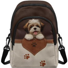(Brown and White - Shih Tzu Animal Paw, -) Shoulder Bag for Women Crossbody, Portable Handbags Crossbody Cell Phone Bag, Gift for Mum Wife Friends