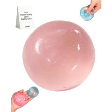 (Pink*1, 2.4in) Coconut Oil Squishy Stress Ball, Handmade Moldable Sensory Squish Ball, Slow Rising Crunchy Anxiety Reliever Fidget, Clear Jelly