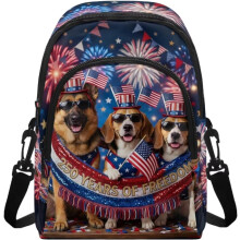 (Blue and Red - Dogs American Flag, -) Sac Bandoulière Femme, Sacs Portable Bandoulière Téléphone, Cadeau Maman Femme Amies