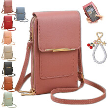 (1pc-g, -) Women's Touch Screen Messenger Bag, Anti-Theft Mobile Phone Leather Bag, Waterproof Shoulder Purse Crossbody