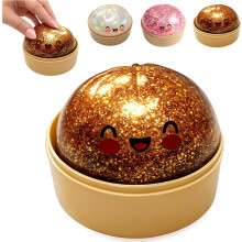 (Yellow, -) Dumpling purpurina squishy caja vaporera lento suave TPR fidget mono bollo pan escritorio decoración regalo adolescentes adultos