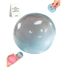 (Blue*1, 2.4in) Coconut Oil Squishy Stress Ball, Handmade Moldable Sensory Squish Ball, Slow Rising Crunchy Anxiety Reliever Fidget, Clear Jelly