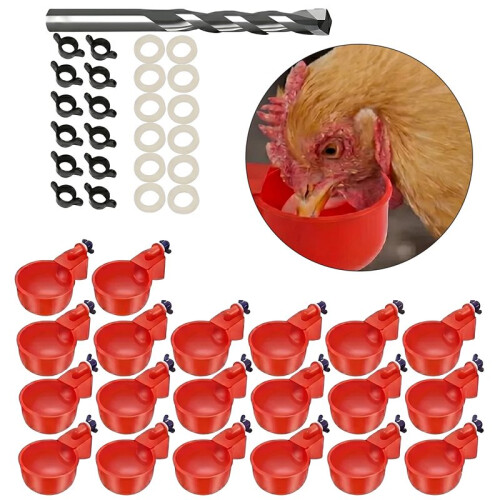 20 PCS Chicken Automatic Watering Cups Poultry Drinker Waterer Duck Quail Hen