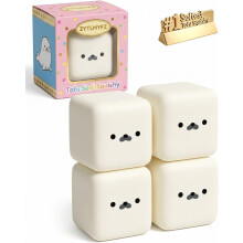 (4pcs, -) Foca tofu squishy cubo masa blanca maleable suave sedoso exprimir lento ansiedad bolsillo mono estrés