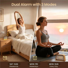 Despertador de Madeira com Ruído Branco para Dormir, 10 Sons Relaxantes e 10 Sons Naturais para Adultos Dormirem