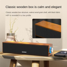 Lange, Kabelgebundene -Doppellautsprecher Aus Holz, Kleine Soundbar für Computer, Notebooks und Desktop-PCs mit Kräftigem Bass