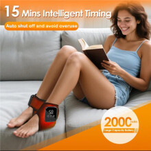 Electric Heat and Vibration Ankle Massager Infrared Hot Compress Therapy Ankle Massage Heated Wrap Support Brace