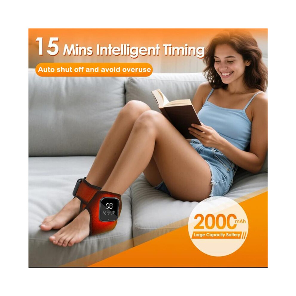 Electric Heat and Vibration Ankle Massager Infrared Hot Compress Therapy Ankle Massage Heated Wrap Support Brace