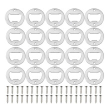 Bottle Opener Insert Kit,20 Set Round Inset Bottle Opener Kit for DIY Keychain Beer Spanner Jar Bottle Opener Corkscrew
