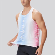 Heren Hardloopshirts, Ademende Vesten, Sneldrogende Mouwloze Shirts, Workout Tanktops Blauw & Rood. XL