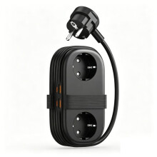 Bärbar Rese-Strömfördelare 65W GaN Snabbladdningsstation med 2 AC-Uttag 2 USB 2 Type-C EU-Pluggadapter Hem EU