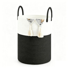 Cotton Rope Laundry Basket, 60L Woven Hamper for Clothes, Toys, Blankets Storage in Bathroom Baby Room and Living Room
