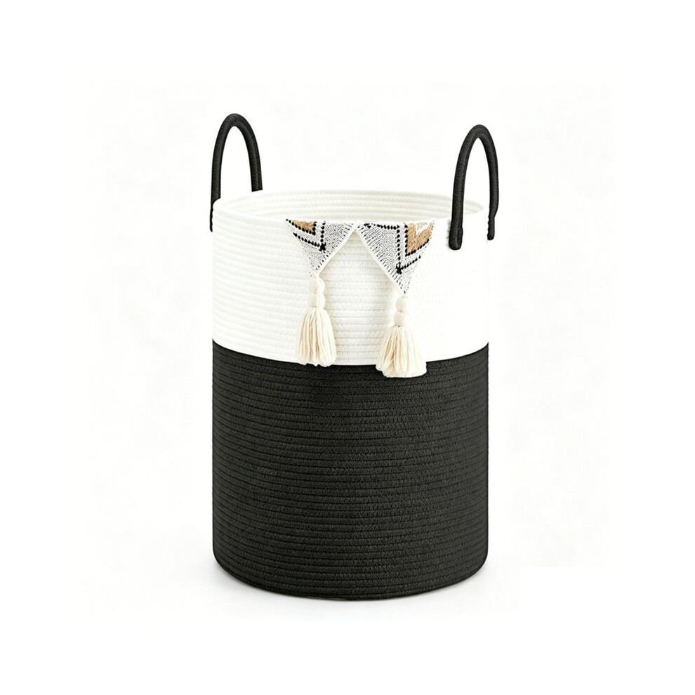 Saudism Cotton Rope Laundry Basket, 60L Woven Hamper For Clothes, Toys, Blankets Storage In Bathroom Baby Room And Living Room