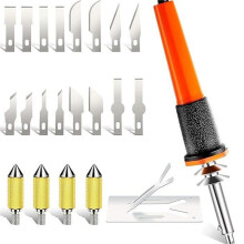 Electric Hot Knife Cutter Tool Multipurpose Heat Knife Cutting Plastic Rope Fabric DIY Accessories 22Pcs EU Plug