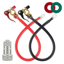 Kit Universale di Cavi per Inverter di Batteria da 40 cm (12AWG) con Connettore Terminale e Pulitore per Poli per , Auto, Moto e Camion.
