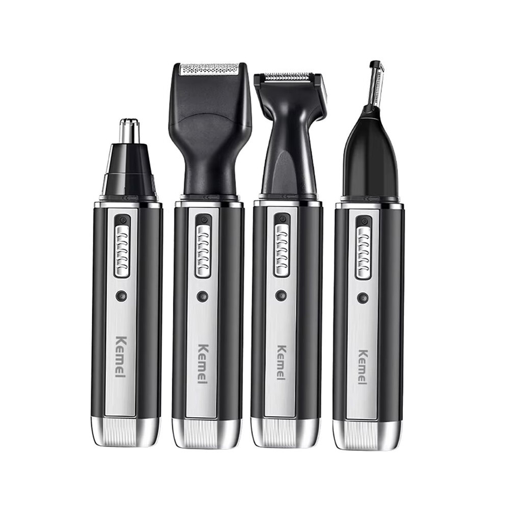 Kemei 4in1 Rechargeable Nose Trimmer Beard Trimer for Men Shaver Eyebrow Nose Hair Trimmer for Nose and Ear Cleaner Grooming Set