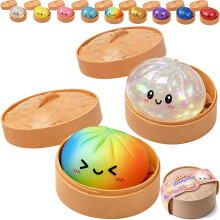 (White+colorful, -) Glitter dumpling pehmot laatikolla - uusi värikäs pehmeä sensorinen puristuslelu stressinlievitykseen, valkoinen+värikäs