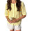 Women'S Short Sleeve Openwork Crochet Button Front Knit Cardigan Yellow M 1