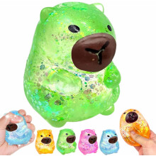(Green, -) Glitter capybara pehmo pinkki - uusi kimaltava hitaasti nouseva venyvä fidget stressin lievittäjä lelu aikuisille