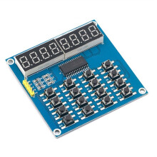 TM1650 Vierstelliges Digitalröhrenmodul, 28 Tasten, I²C-Schnittstelle, Zweidraht-Ansteuerung, Matrixtastatur mit 28 Tasten
