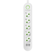 2500W EU Plug Fast Electrical Adapter Socket AC Outlet Power Strip 5 Hole Design Extension Cord and USB EU Plug A