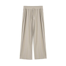 Mens Casual Wide Leg Pants Elastic Drawstring Waist Baggy Pant Cool Outdoor Yoga Pant with Pockets Apricot Color M