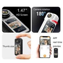 Cámara de Pulgar Nueva S70pro WIFI Cámara de Pulgar Rotativa de 1.47'' Cámara Exterior Deportes de Largo Alcance Esencial Magnética Negra