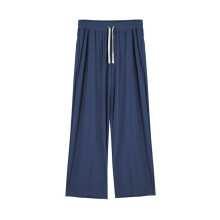 Mens Casual Wide Leg Pants Elastic Drawstring Waist Baggy Pant Cool Outdoor Yoga Pant with Pockets Navy XXL