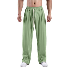Mens Casual Wide Leg Pants Elastic Drawstring Waist Baggy Pant Cool Outdoor Yoga Pant with Pockets Green XXL