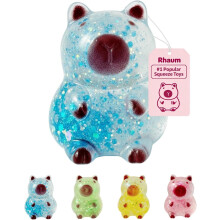 (Blue, -) Capibara purpurina squishy azul brillante lento alivio suave TPR fidget exprimir animal escritorio decoración regalo Pascua