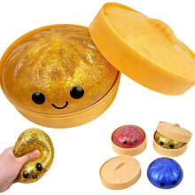 (Gold., -) Caja dumpling purpurina squishy dorado blanco alivio exprimir ansiedad fidget oficina escritorio relajante sensorial