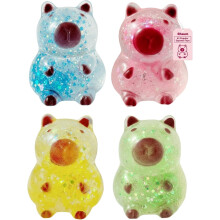 (4pcs, -) Capibara purpurina squishy azul brillante lento alivio suave TPR fidget exprimir animal escritorio decoración regalo Pascua