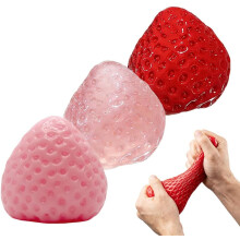 (3 Pcs, -) 1er-Erdbeer-Stressball, rot, handgemacht, weich, für Erwachsene
