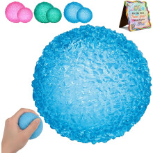 (Blue, 2.4IN) Texturovaný senzorický mačkací míček – mochi krystalový gel fidget hračka, uklidňující ruční terapie pro dospělé/děti