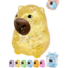 (Yellow, -) Capybara pehmo glitterillä – eläin stressipallo ahdistuksen lievitykseen, hidas nousu sensorinen lelu