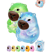 (2pcs Set6, -) Capybara pehmo glitterillä – eläin stressipallo ahdistuksen lievitykseen, hidas nousu sensorinen lelu