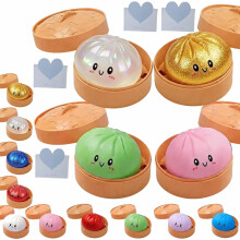(4pcs B, -) 2026 glitter dumpling pehmo – sateenkaari UV värit mysteeri pulla setti laatikolla aikuisille