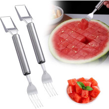 (-, 2 Pcs) 2026 Upgrade tagliafrutta acciaio inox 2 in 1 – Affettatrice forchetta anguria per casa e cucina
