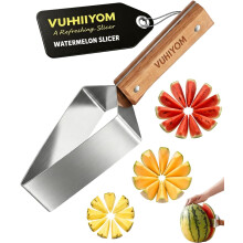 (1pc#, -) Stainless Steel Watermelon Slicer – Triangle Fruit Cutter with Wooden Handle, 3pcs Kitchen Gadget