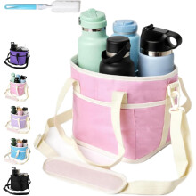 (pink, -) Geantă transport băuturi 4 compartimente – izolată anti-vărsare suport pahare cafea