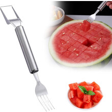 (-, 1 Pcs) 2026 upgrade 2 in 1 roestvrijstalen fruit snijder watermeloen vork snijder voor thuis keuken