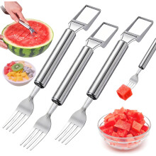 (3Pcs, -) Tagliafrutta acciaio inox 2 in 1 – 2026 Affettatrice forchetta anguria per feste estive
