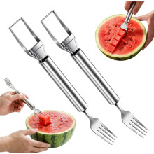 (Silver-2PCS, -) 2-in-1 Stainless Steel Fruit Cutter – 2026 Dual Head Watermelon Slicer for Kitchen & Home