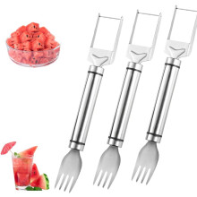 (3 Pack, -) Geüpgradede roestvrijstalen fruit snijder watermeloen vork snijder mes voor keuken gadget